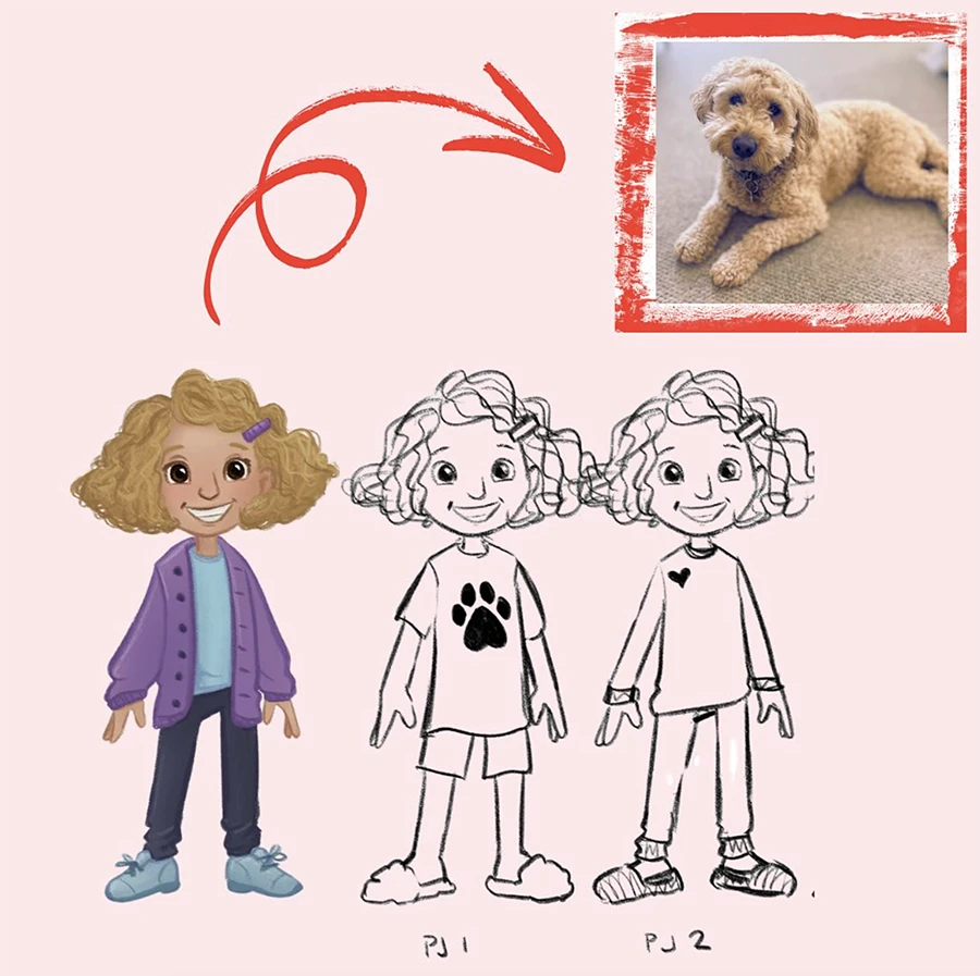 Illustration of Charlie with a dog